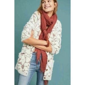 Anthropologie Meadow Rue Floral Eyelash Cardigan